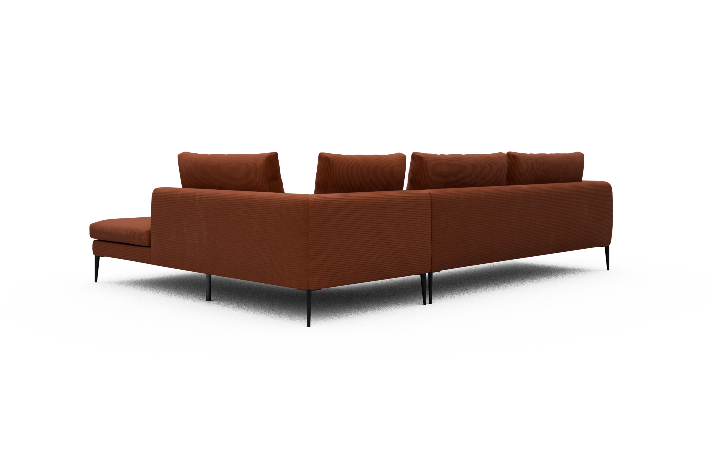 Ecksofa Paul Relax-Ecke links mit 3-Sitzer Corduroy-Burnt-Orange