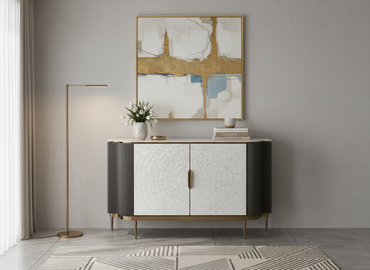 Livin Hill Sideboard Stilig 150 cm Dunkelgraphit, Platte Weiß