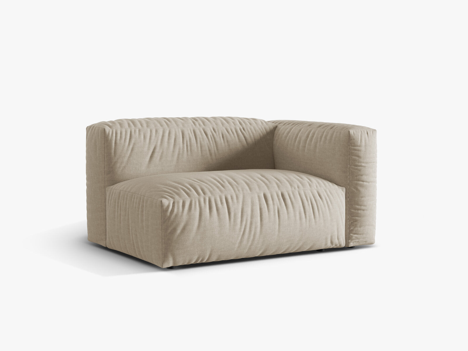 Micadoni Eckmodul Martina 1-Sitzer Groß Rechts Strukturierter Stoff Boston Helles Beige