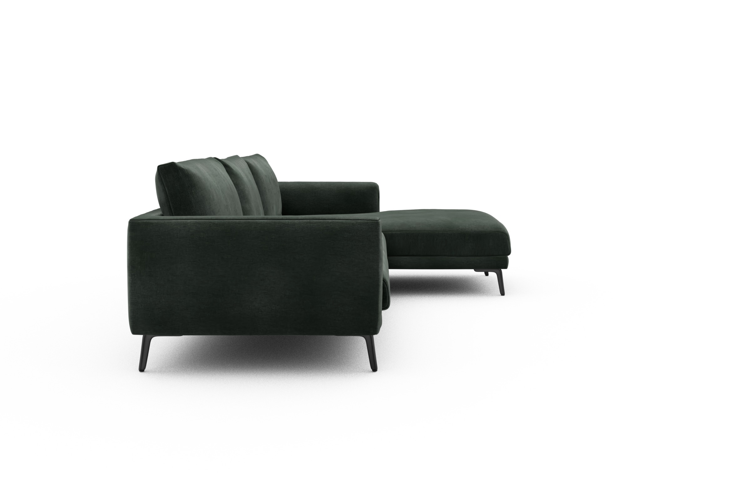 Ecksofa Karl Chaiselongue rechts mit 2,5-Sitzer Smooth-Laurel-Green