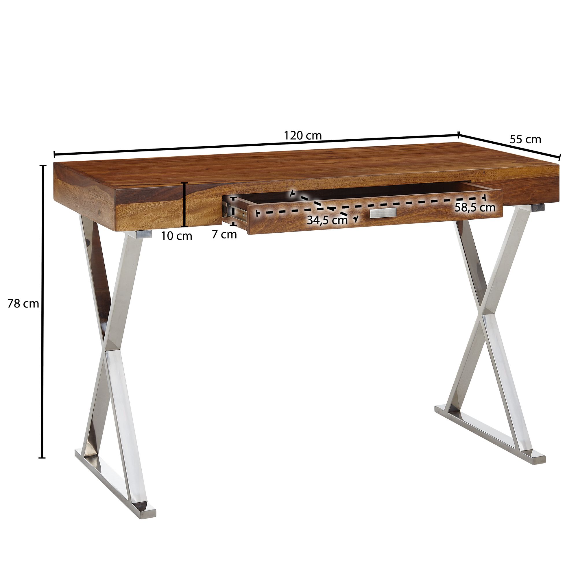 Schreibtisch Nupsstadur Massivholz Silber 120 × 55 × 78 cm