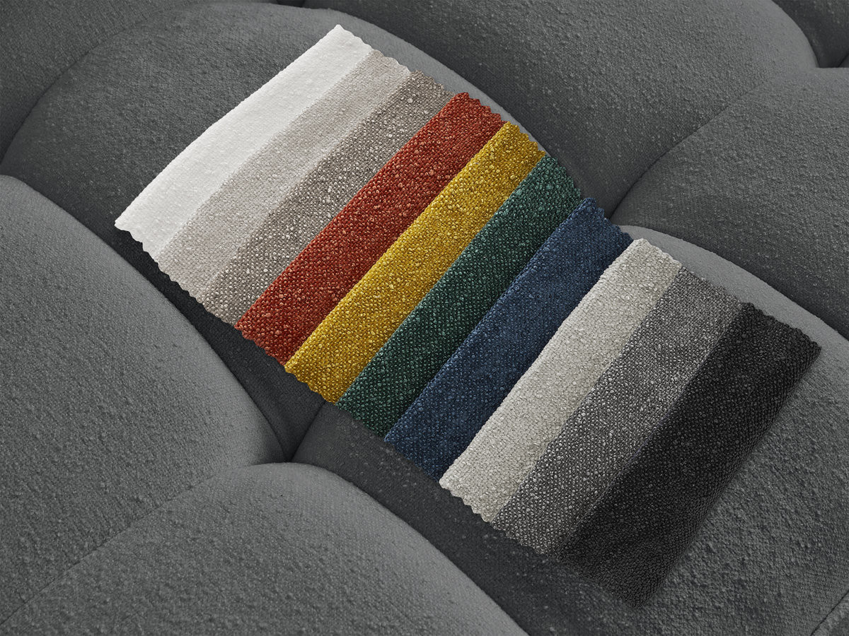Bobochic Anis Sofa 3-Sitzer mit Pouf Strukturstoff Dunkelgrau