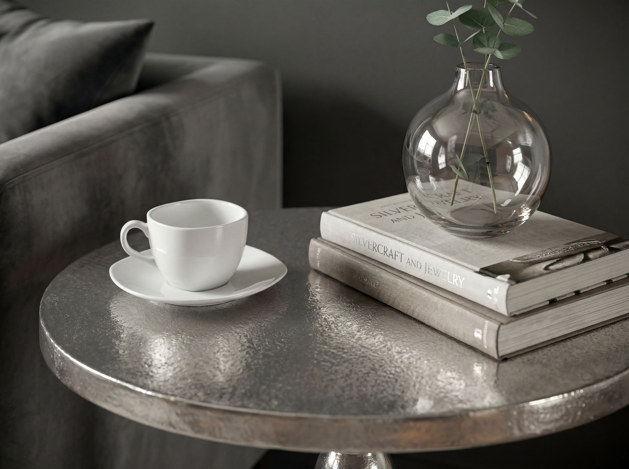 Beistelltisch Steinkjer Aluminium Silber Ø 40 × H 56 cm