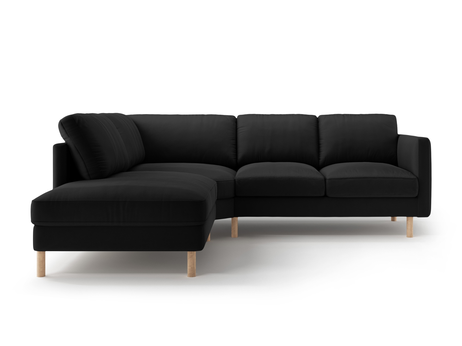 Micadoni Symmetrisches Ecksofa Eden 4-Sitzer Links Samt Schwarz