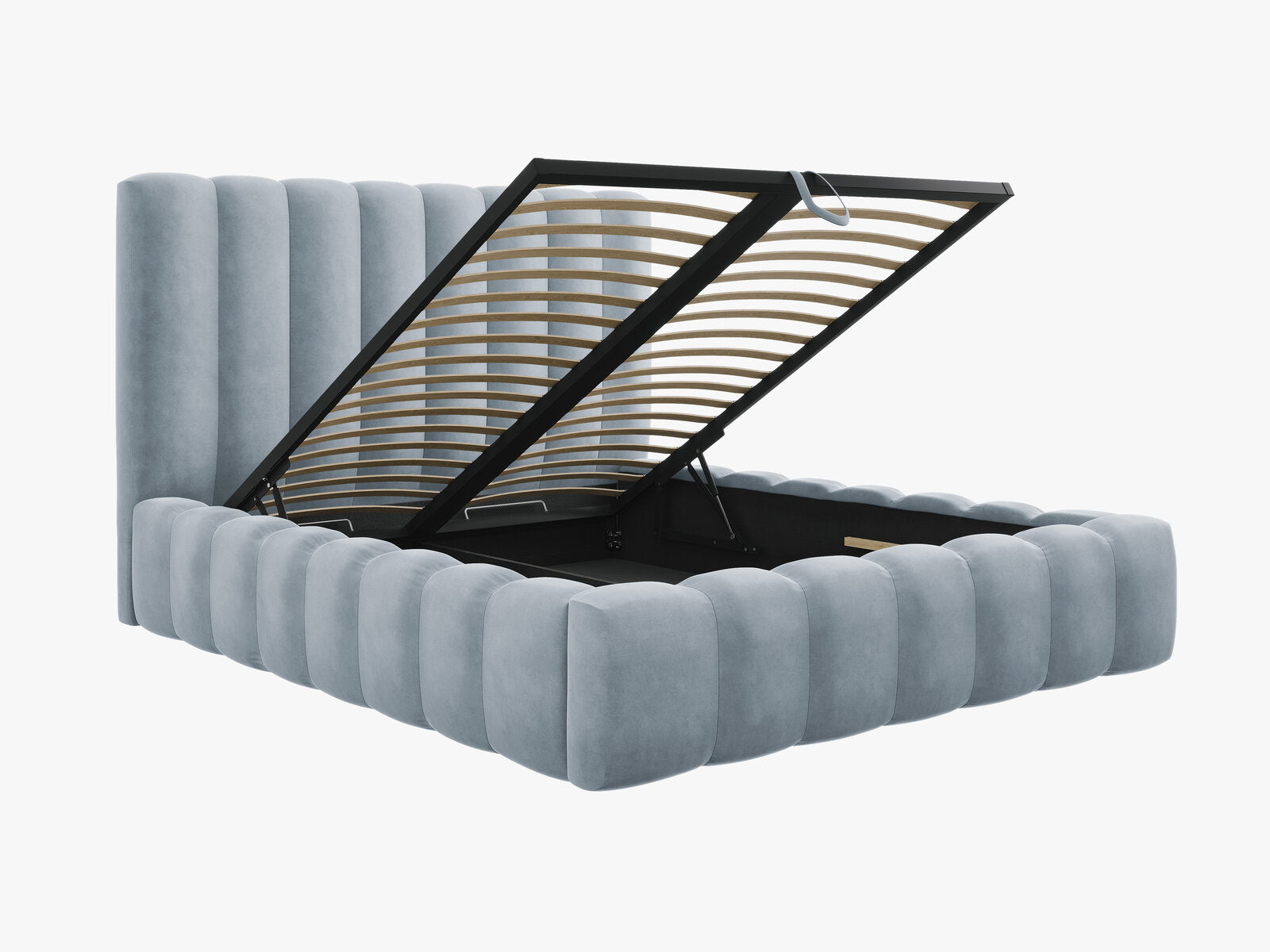 Micadoni Bett Kelp Samt Bluvel Hellblau 140x200