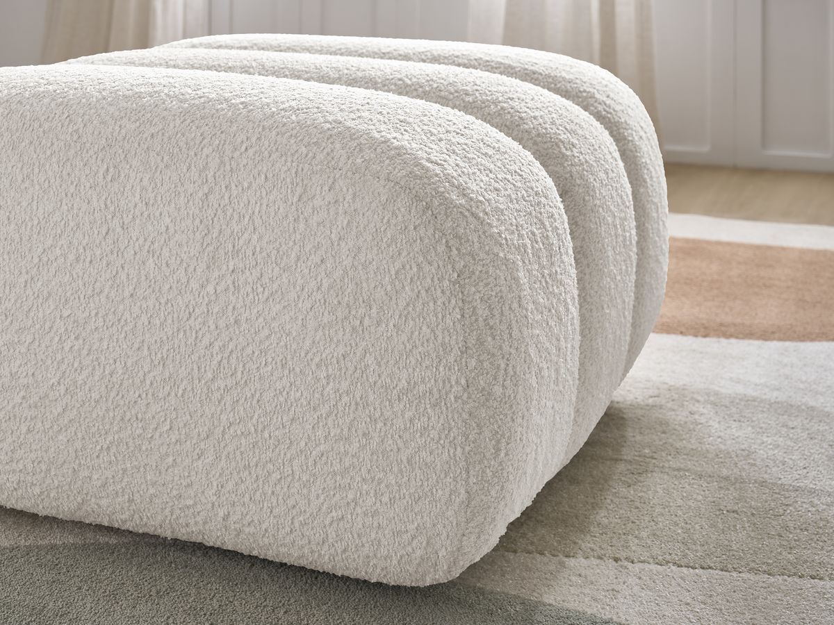 Bobochic Talia Pouf Bouclé-Stoff Weiß