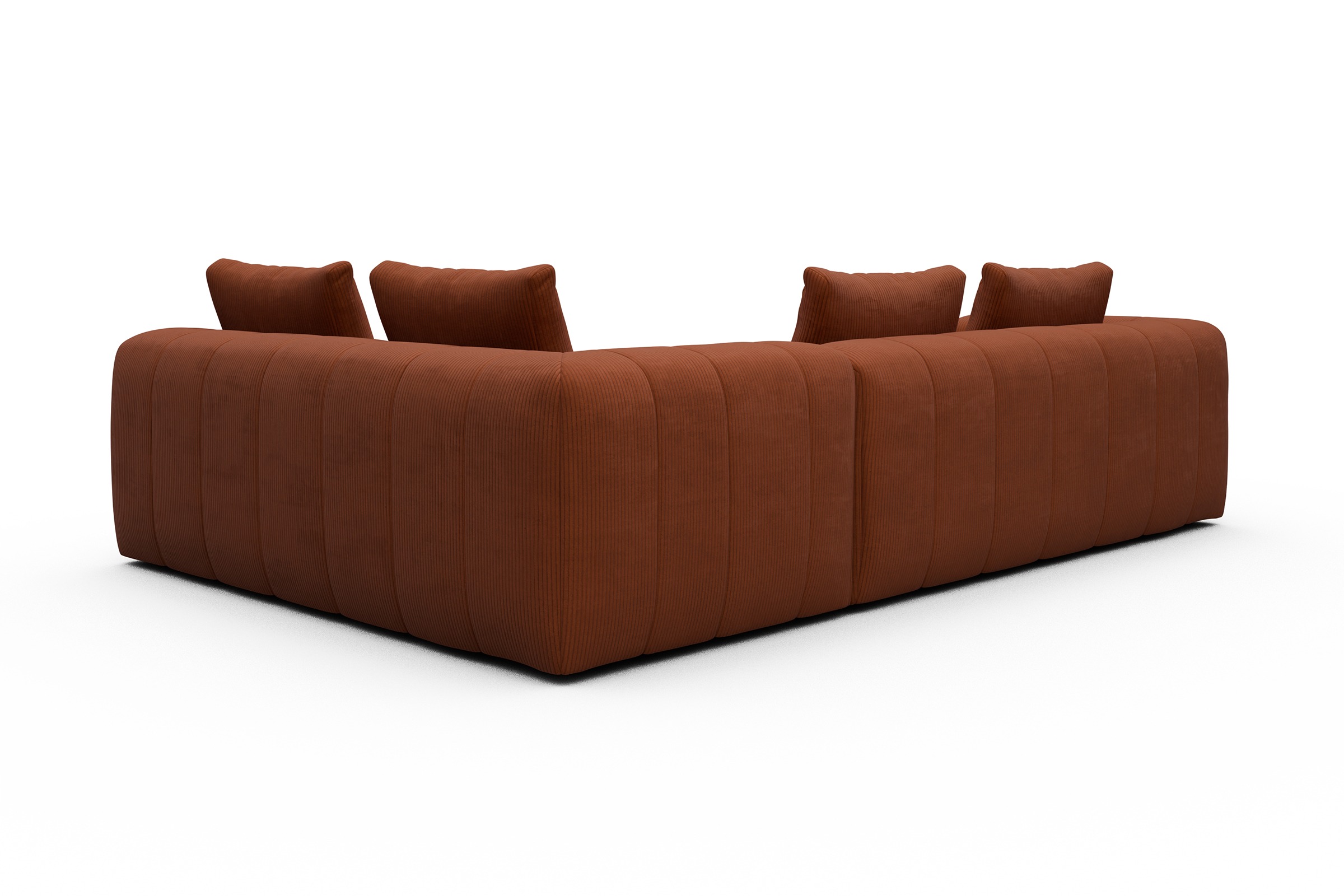 Ecksofa Hugo 2x 2,5-Sitzer Armlehne links Corduroy-Burnt-Orange