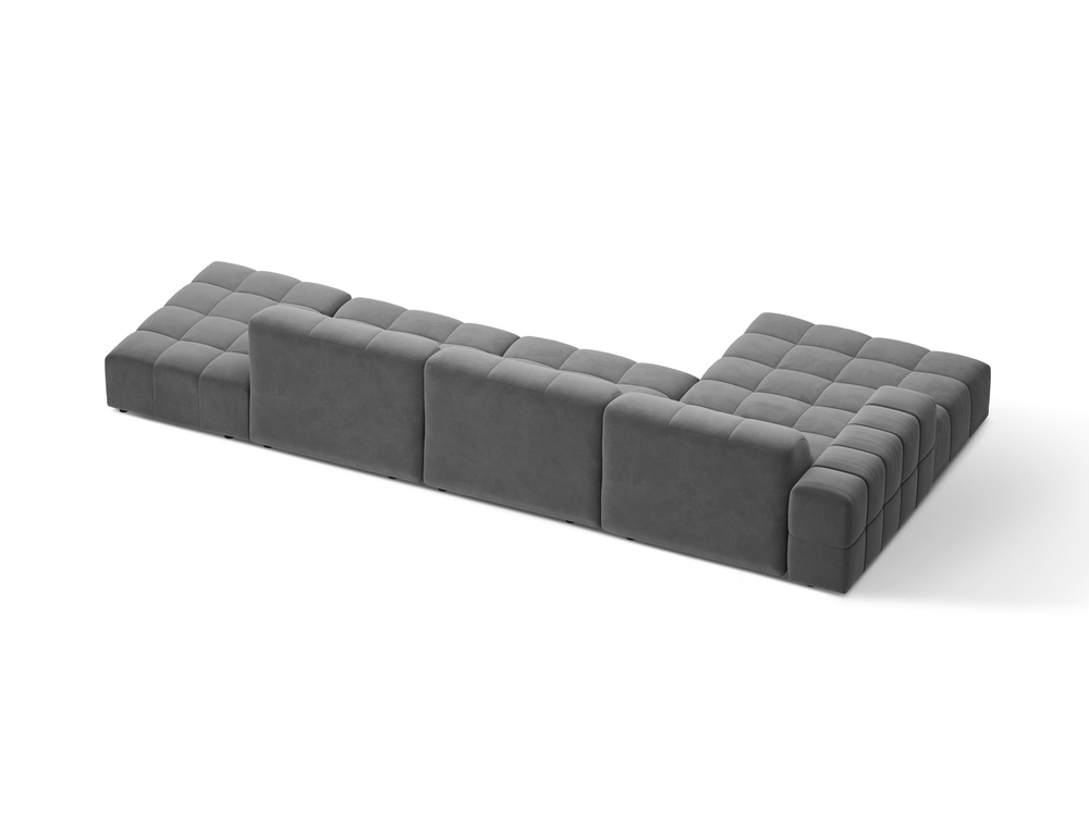 Cosmopolitan Design Ecksofa Chicago 5-Sitzer offen Samt Venus Hellgrau Links