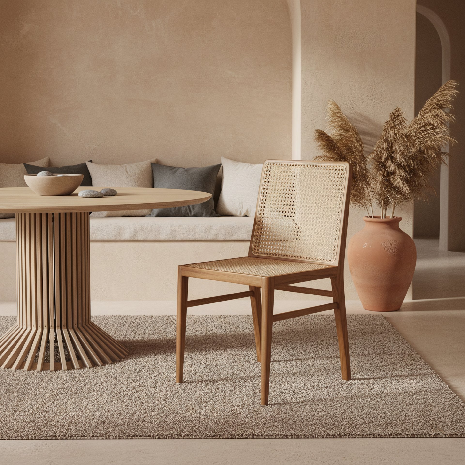 Raw Materials Esszimmerstuhl Nova Teak/Rattan Armlehnen