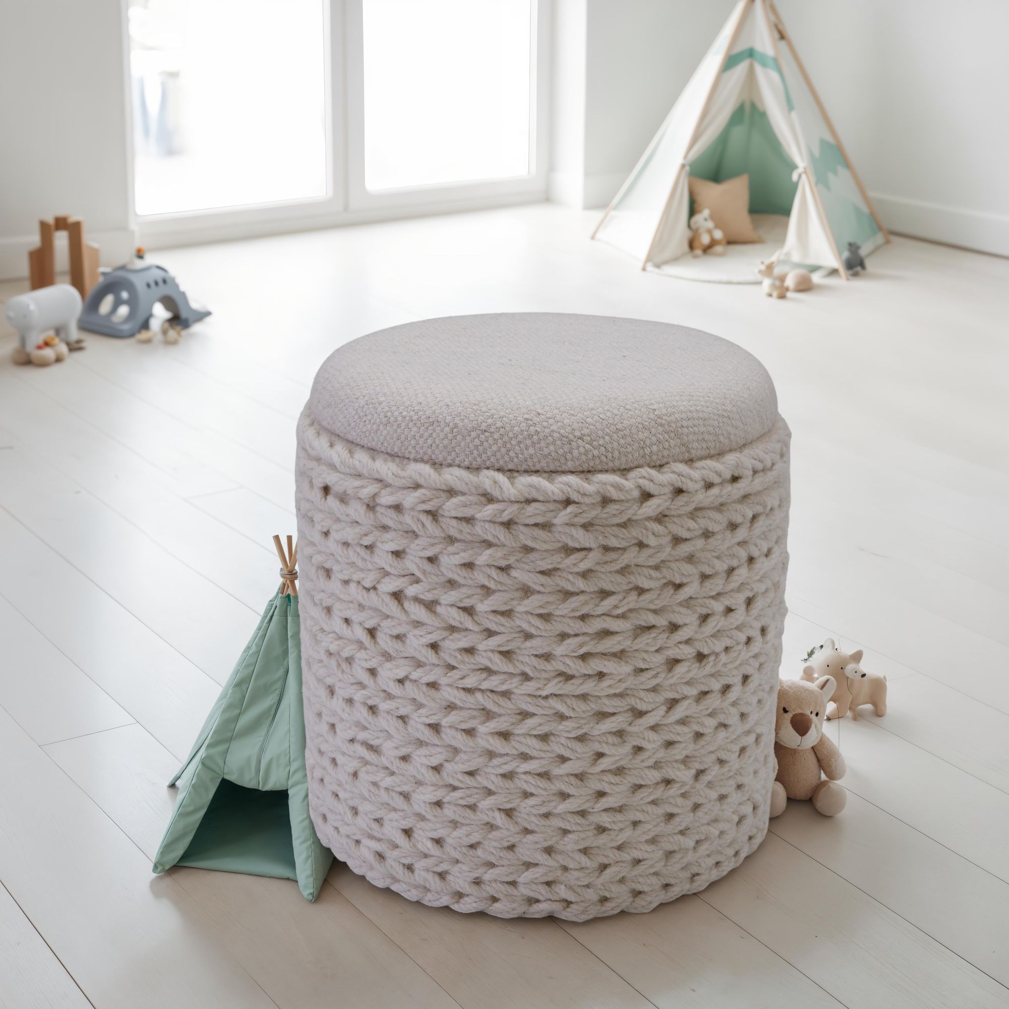 Sitzhocker Orkdal Stoff Creme