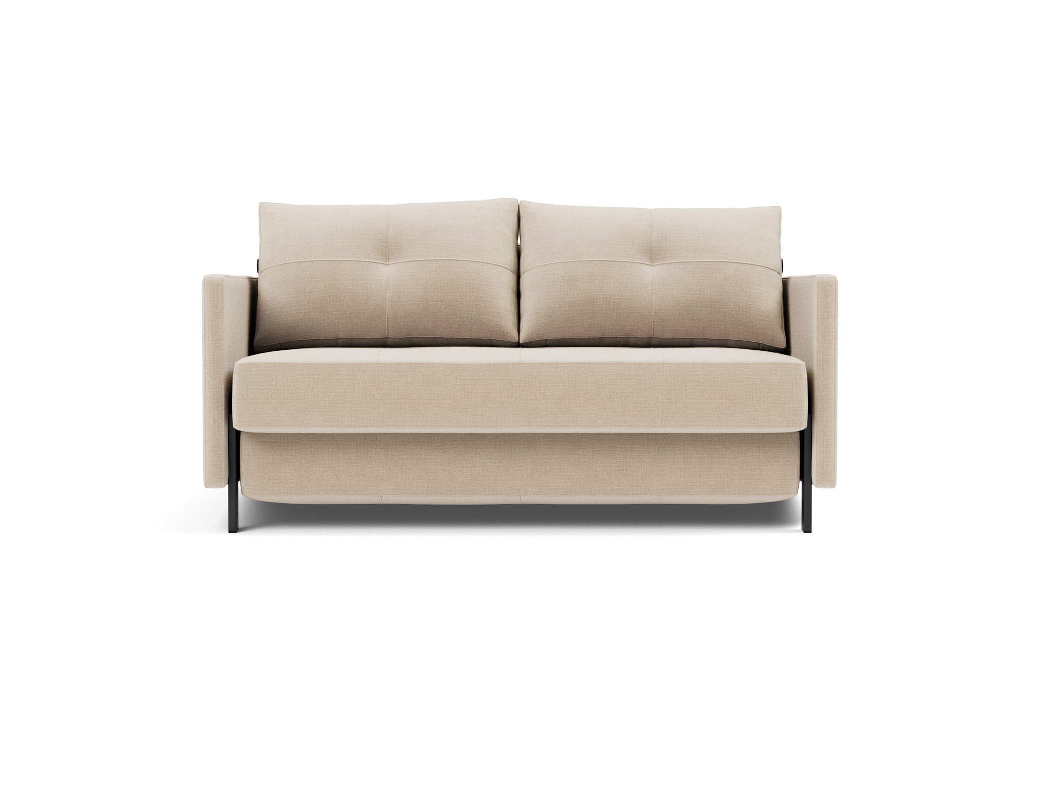 Schlafsofa Cubed mit Armlehnen 140 Chenille Esina 410-Almond-Beige