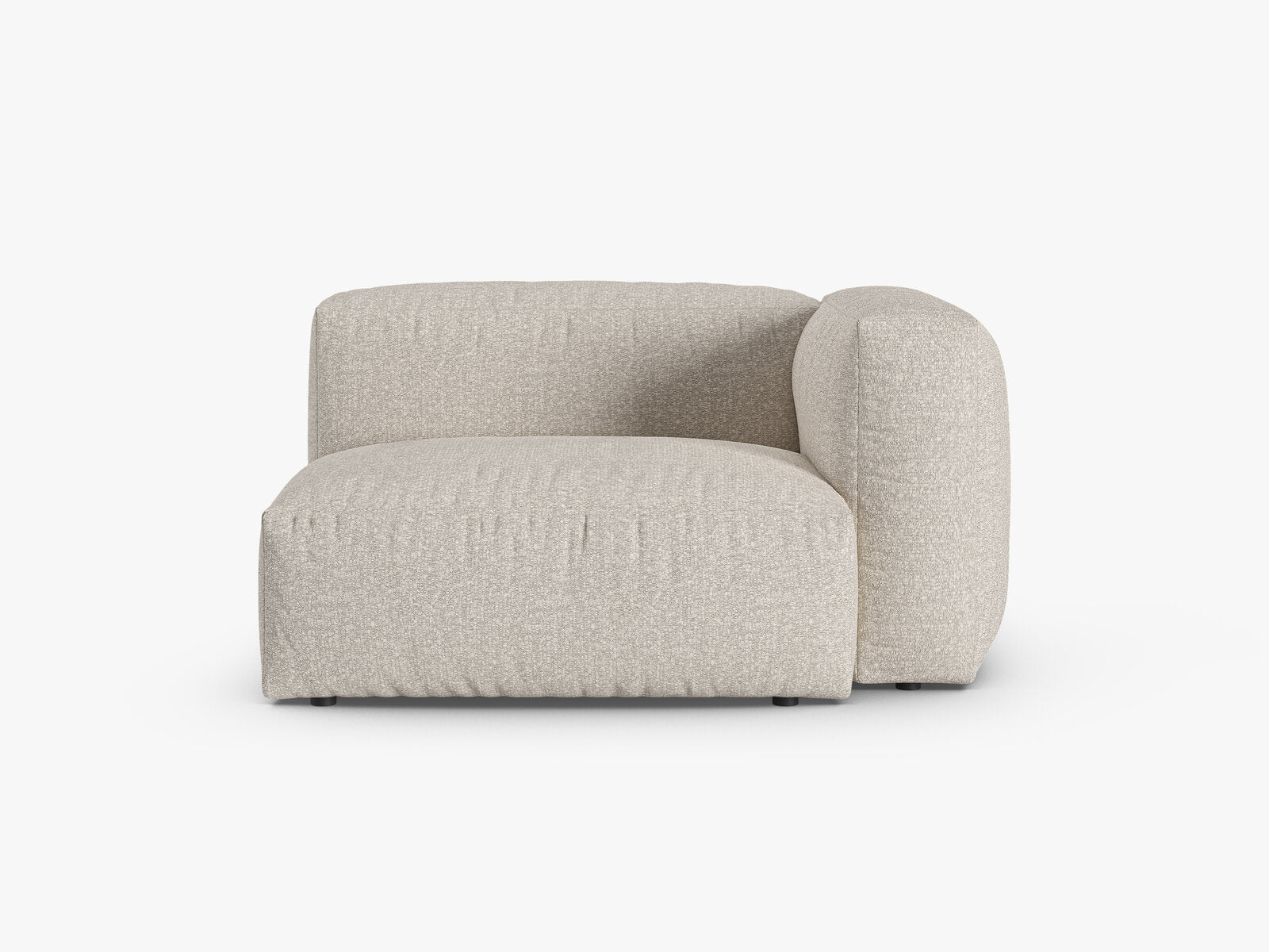 Micadoni Eckmodul mit Armlehne Martina 1-Sitzer 90cm Sitztiefe Rechts Boucle Monet Beige