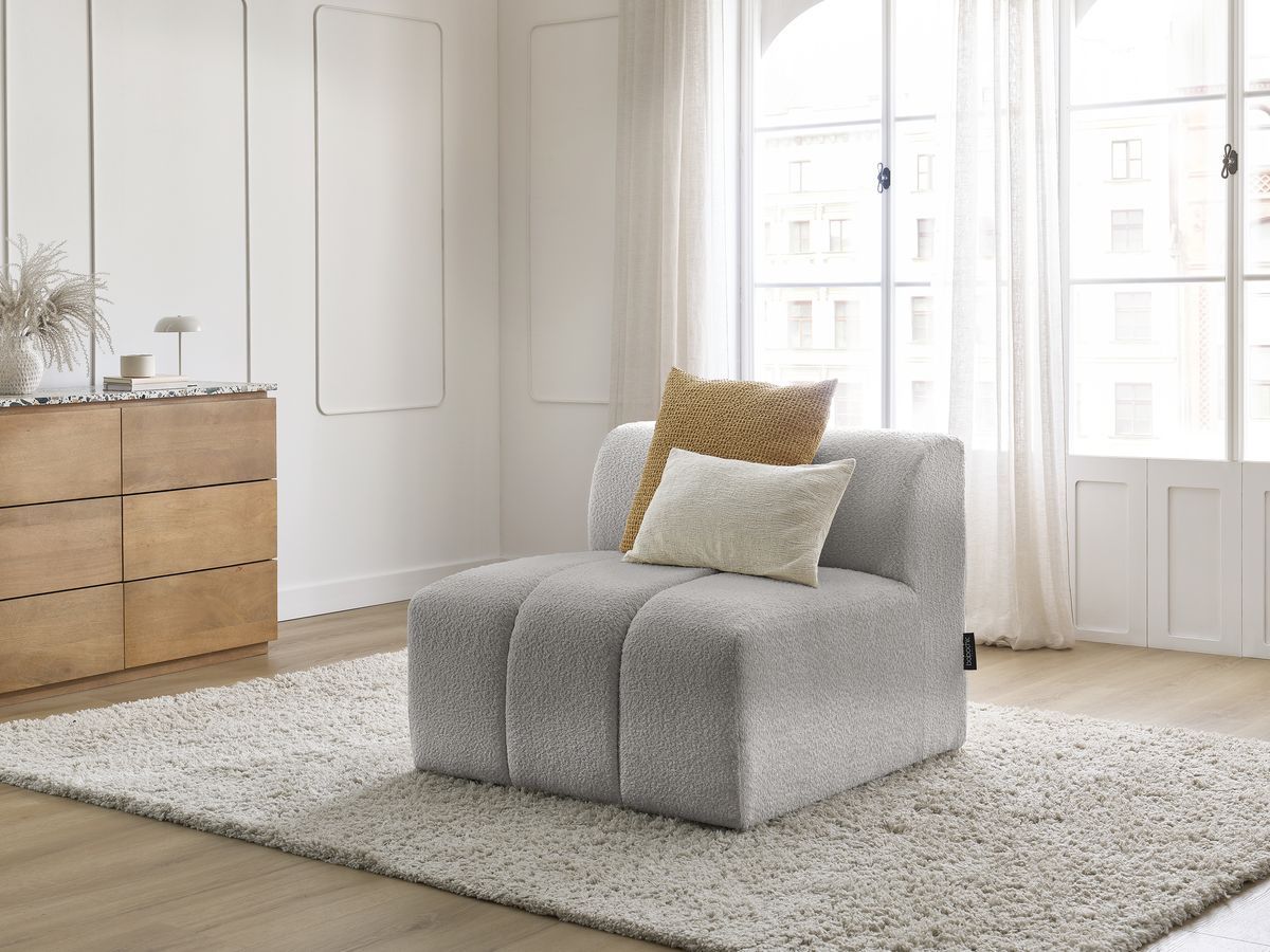 Bobochic Annecy Sofamodul 1-Sitzer Bouclé-Stoff Hellgrau