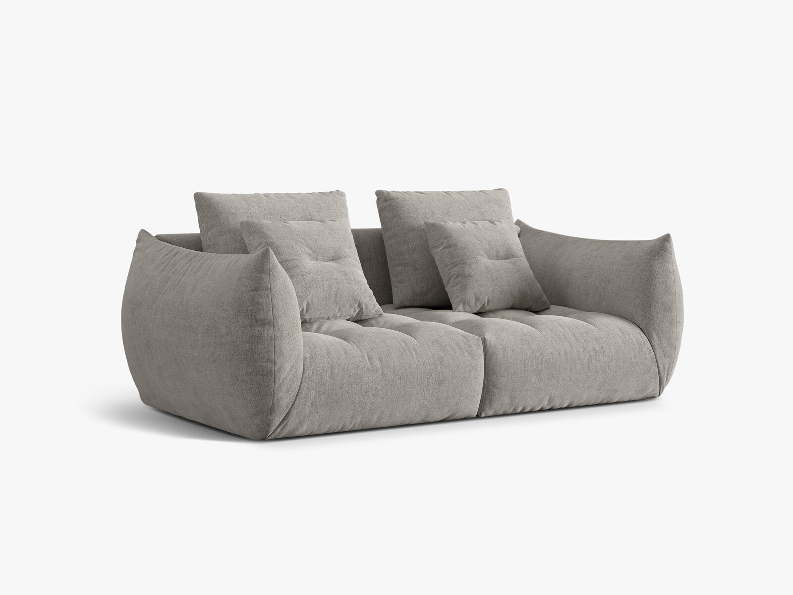 Micadoni Sofa Bloom 3-Sitzer Strukturierter Stoff Wind Hellgrau