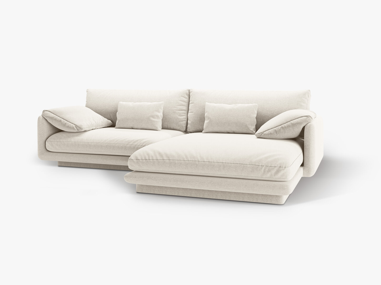 Micadoni Ecksofa Torino 4-Sitzer Rechts Strukturierter Stoff Elfenbein
