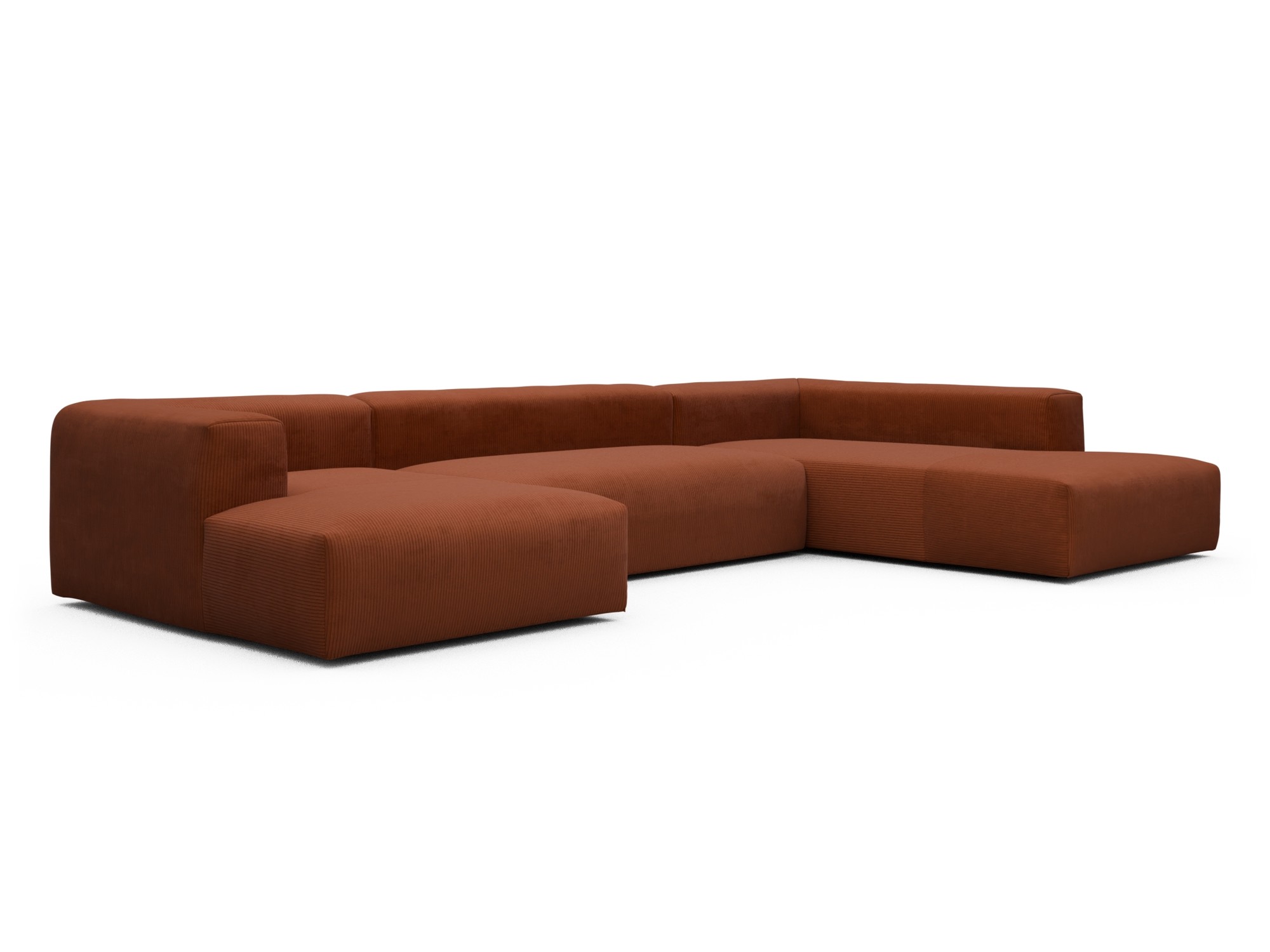 Skandi Home Wohnlandschaft Fred Relax-Ecke rechts mit 2-Sitzer und Chaiselongue links Corduroy-Burnt-Orange moebelfaktor