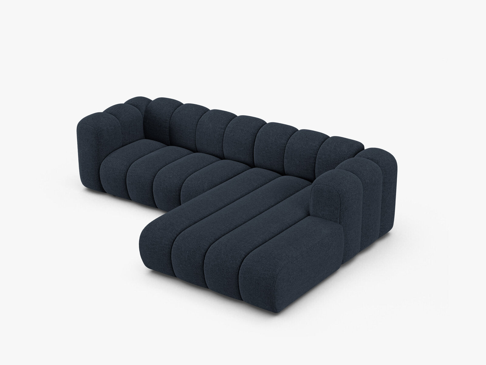 Micadoni Modulares Ecksofa Lupine 4-Sitzer mittelgroß Rechts Chenille Eden Marineblau