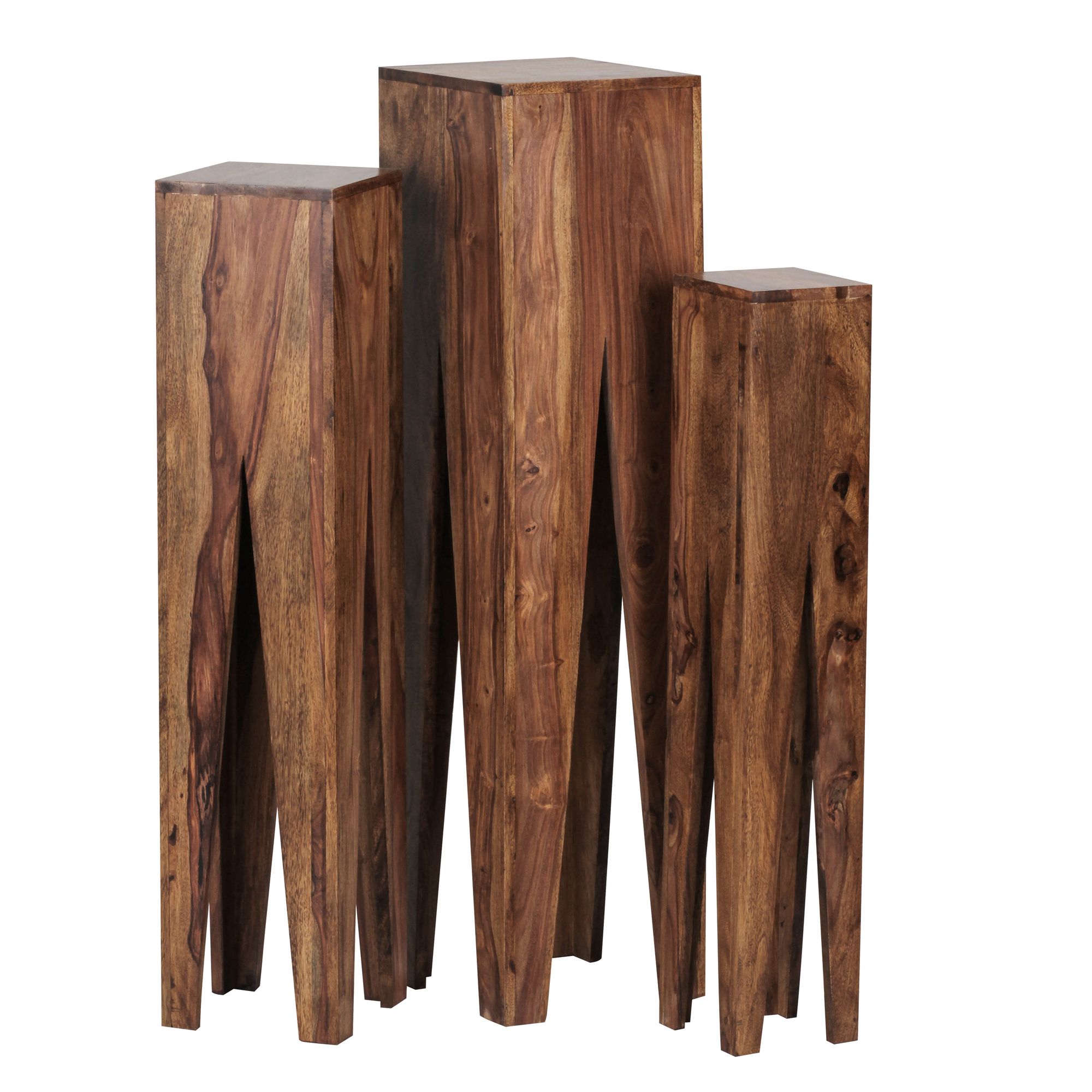 Satztisch 3er-Set Vardal Massivholz Dunkelbraun 25 × 25 × 100 cm