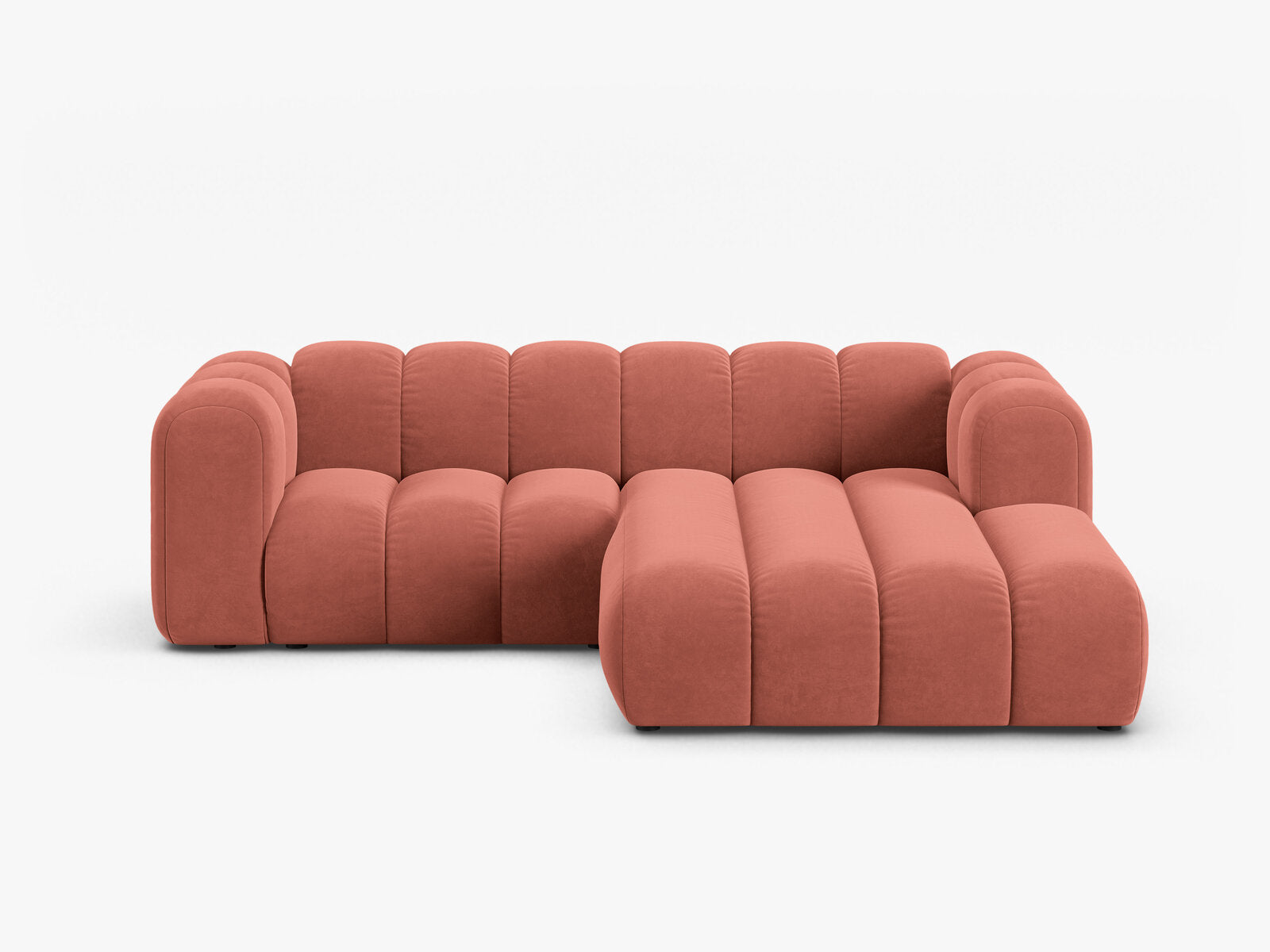 Micadoni Modulares Ecksofa Lupine 3-Sitzer Rechts Samt Salvador Koralle
