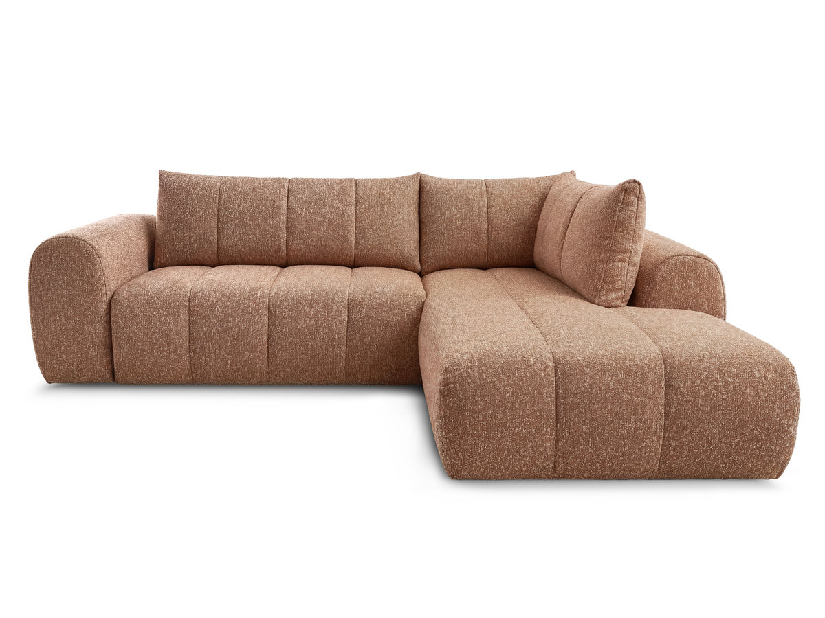 Bobochic Nesty Ecksofa in L-Form, 256 cm Melange-Stoff Orange Ecke rechts