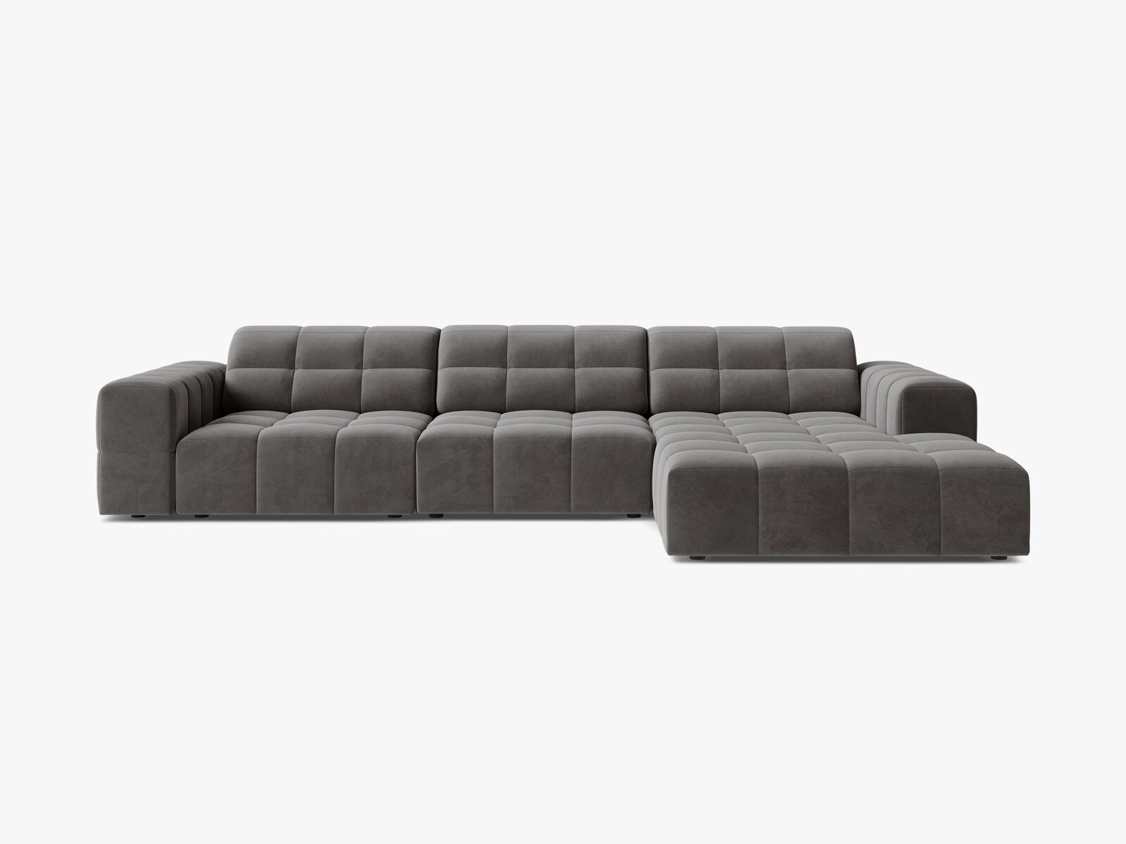Micadoni Ecksofa Jennifer 4-Sitzer Rechts Samt Bluvel Hellgrau