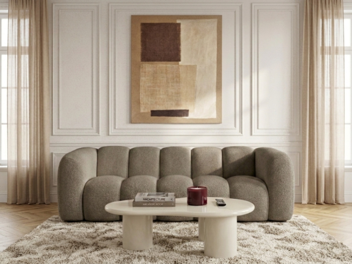 Bobochic Curvy Sofa 3-Sitzer Kunstfell Dunkelbraun
