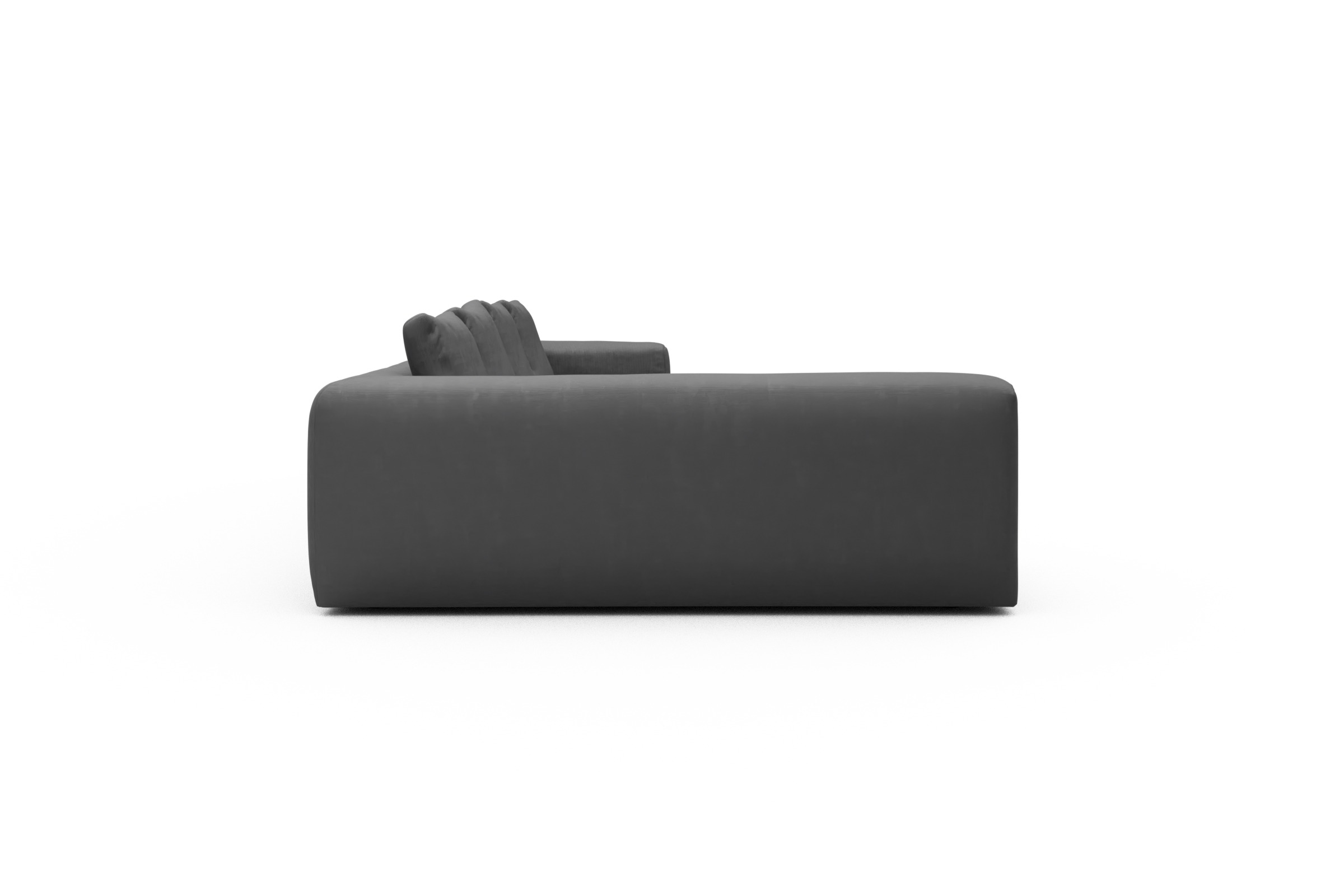Wohnlandschaft Fred Chaiselongue rechts mit 2-Sitzer und lange Armlehne links Cordufine-Grey