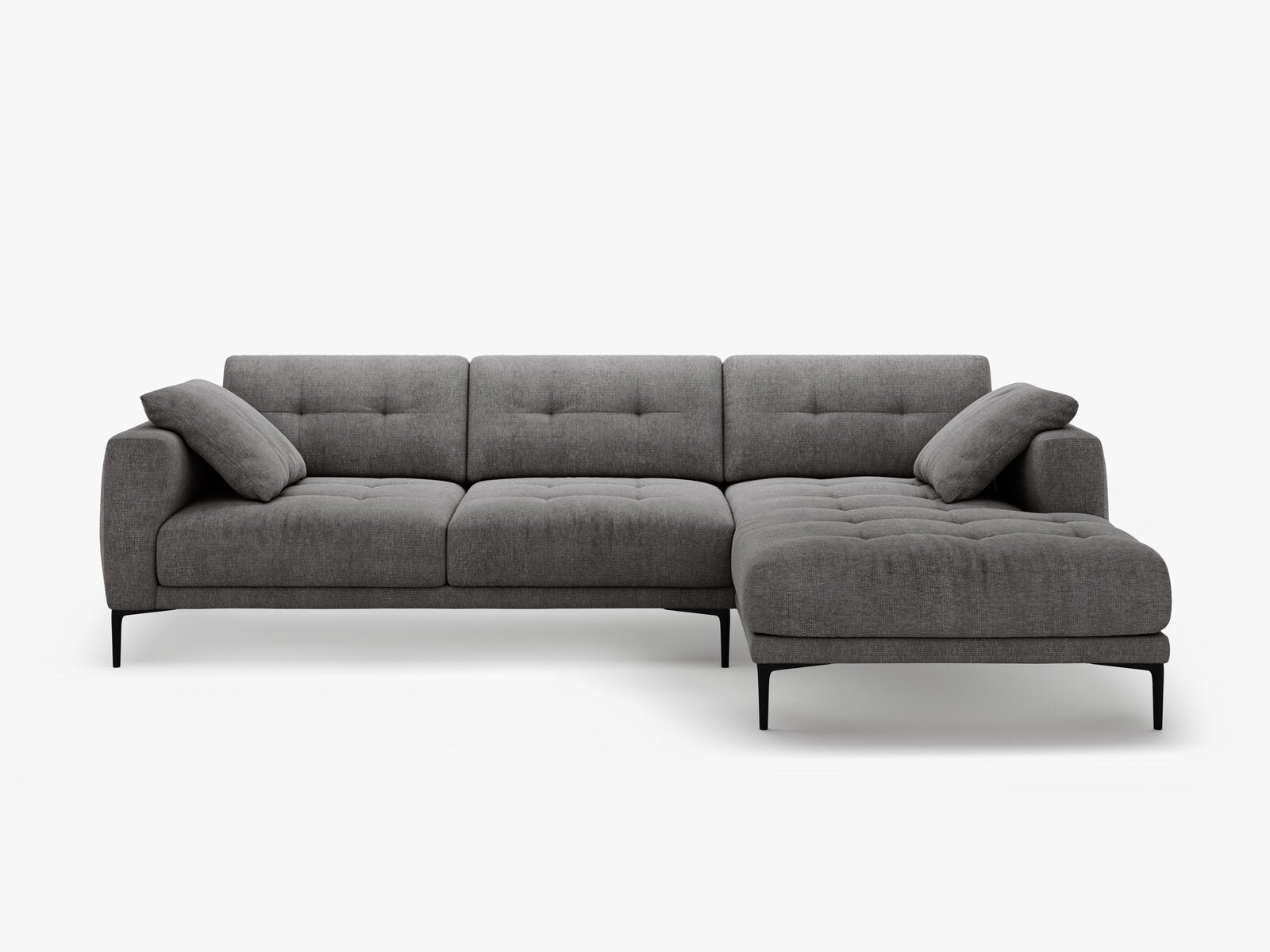 Micadoni Ecksofa Bemy 3-Sitzer Rechts Strukturierter Stoff Grau