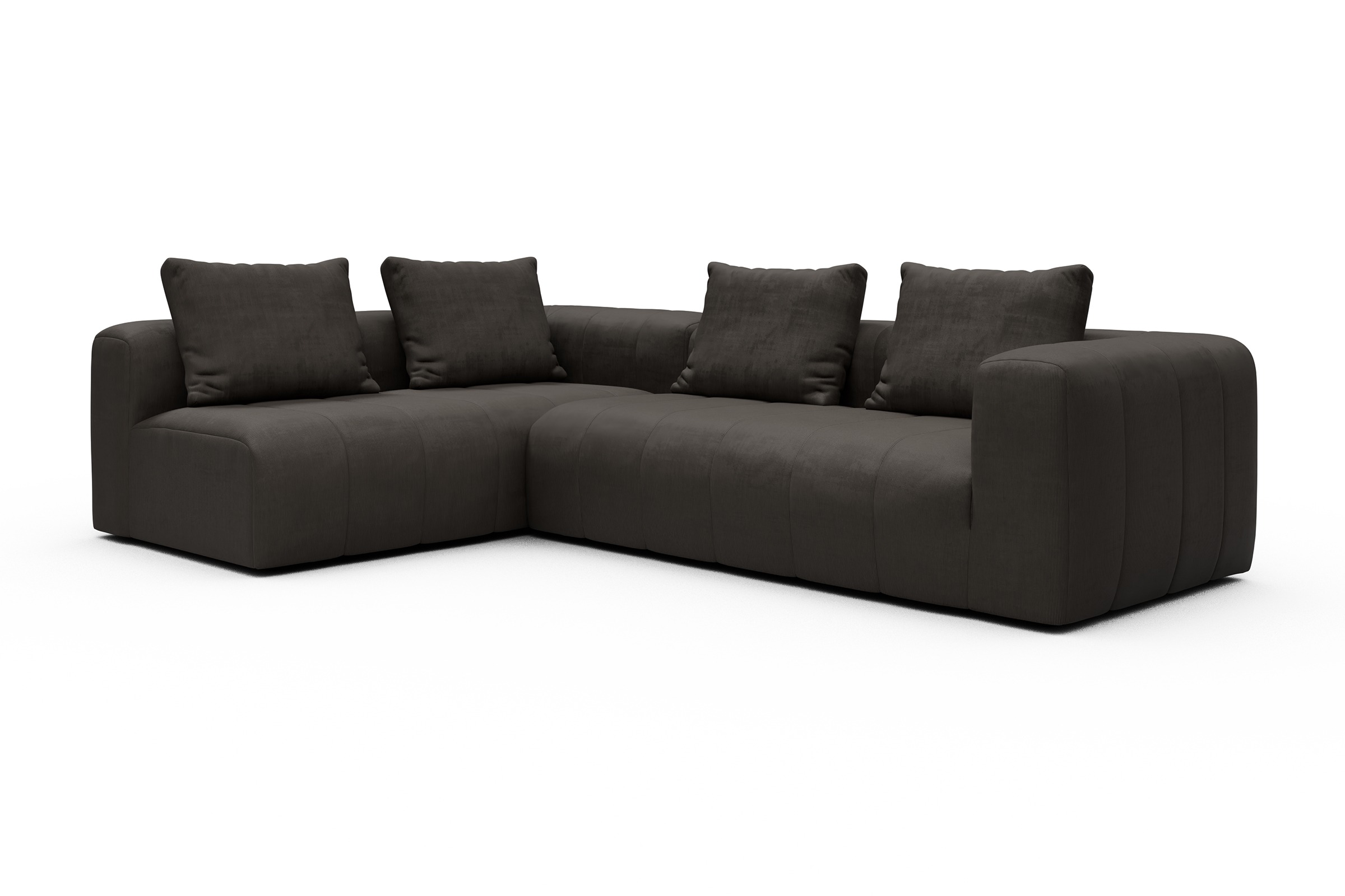Ecksofa Hugo 2x 2,5-Sitzer Armlehne rechts Cordufine-Taupe