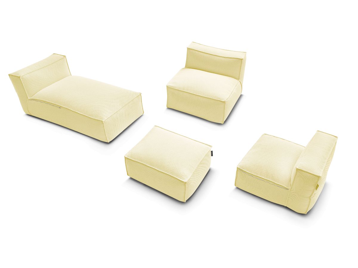 Bobochic Biarritz Gartensofa 4-Sitzer mit Pouf 252 × 168 cm Melange-Stoff Gelb