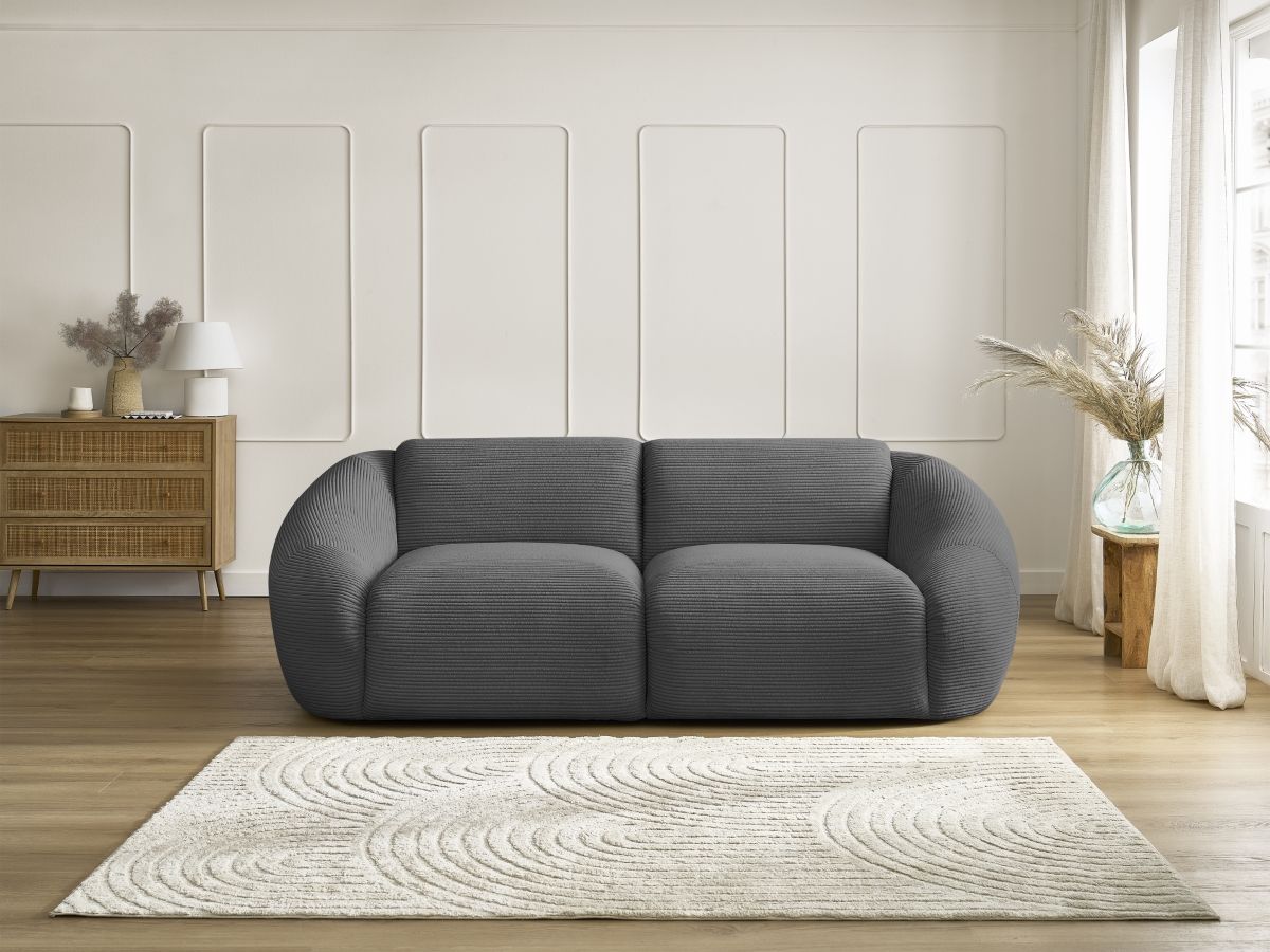 Bobochic Tina Sofa 2-Sitzer Cordsamt Dunkelgrau