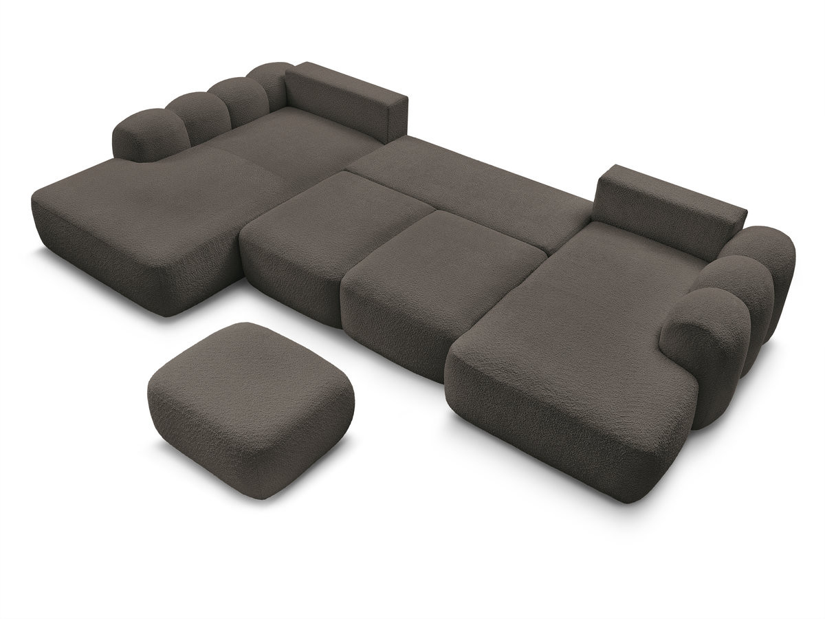 Bobochic Montaigne Wohnlandschaft mit Pouf Bouclé-Stoff Braun Ecke rechts