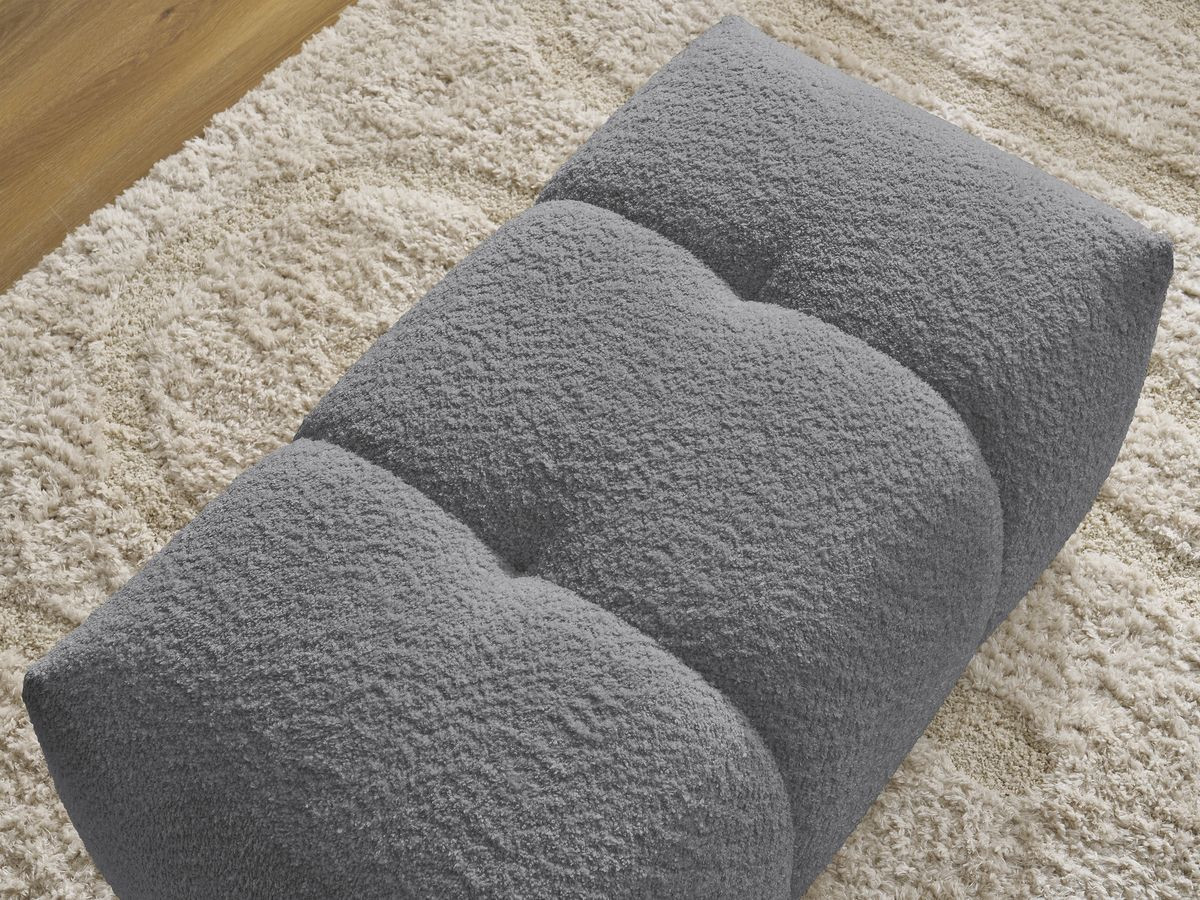 Bobochic Roxelane Pouf Bouclé-Stoff Dunkelgrau