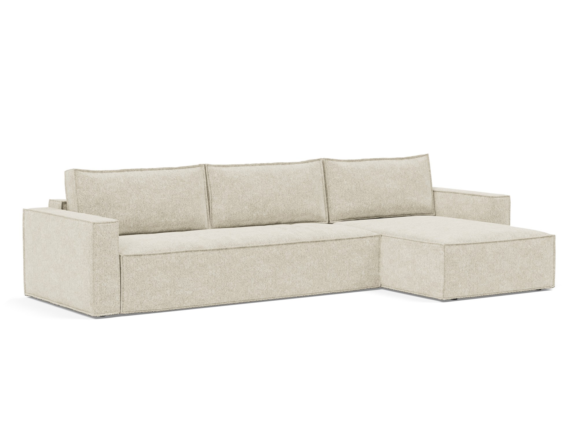 Schlafsofa Newilla mit Chaiselongue Strukturierter Stoff Taura 357-Off-White