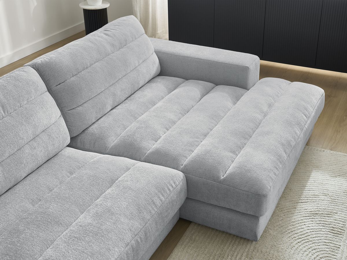 Bobochic Sierra Ecksofa Strukturstoff Hellgrau Ecke rechts