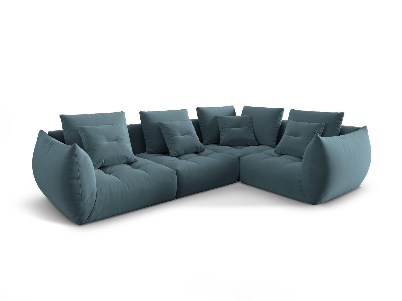 Micadoni Ecksofa Bloom 4-Sitzer Rechts Samt Pastellblau