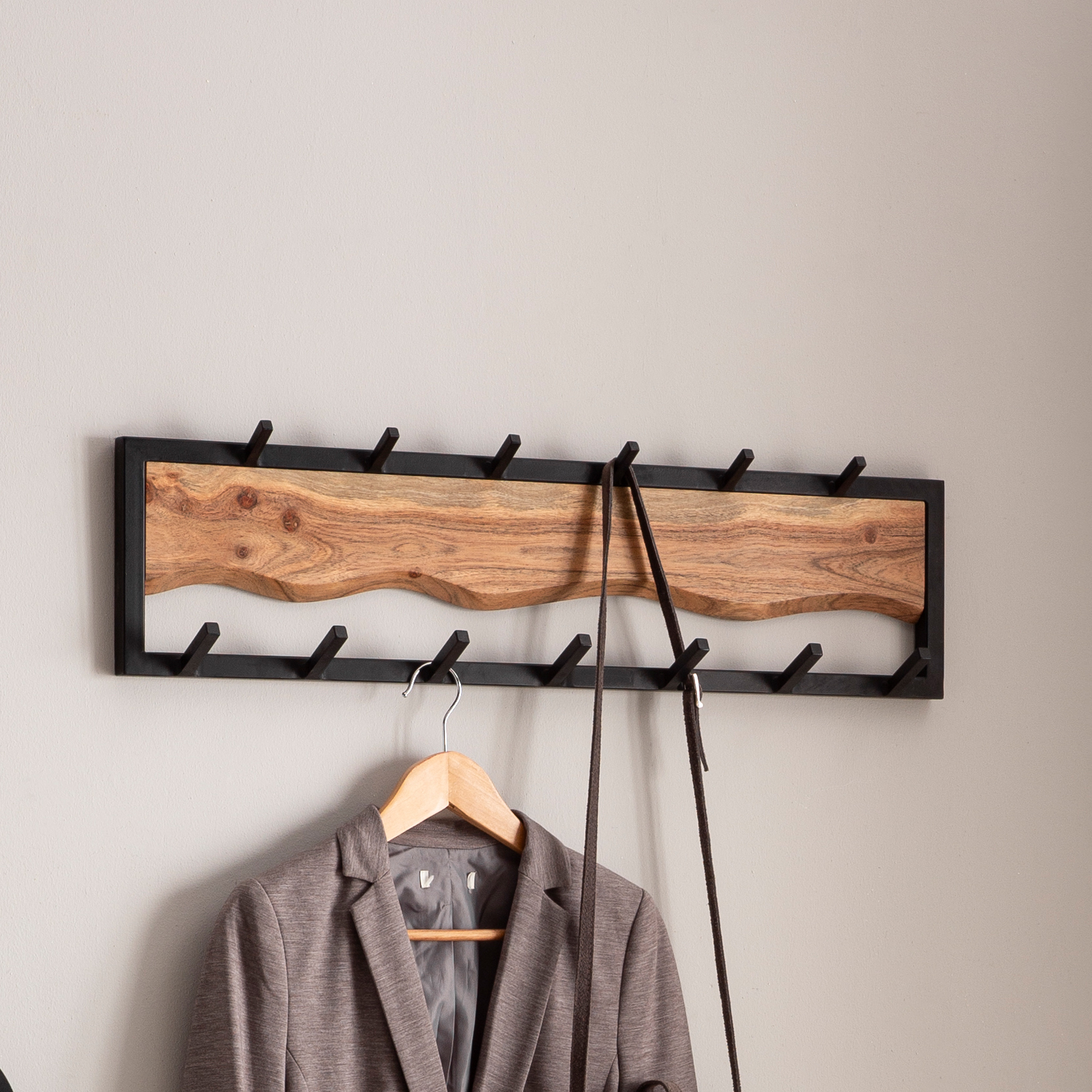 Wandgarderobe Botngard Akazie Massivholz 80 × 8 × 20 cm
