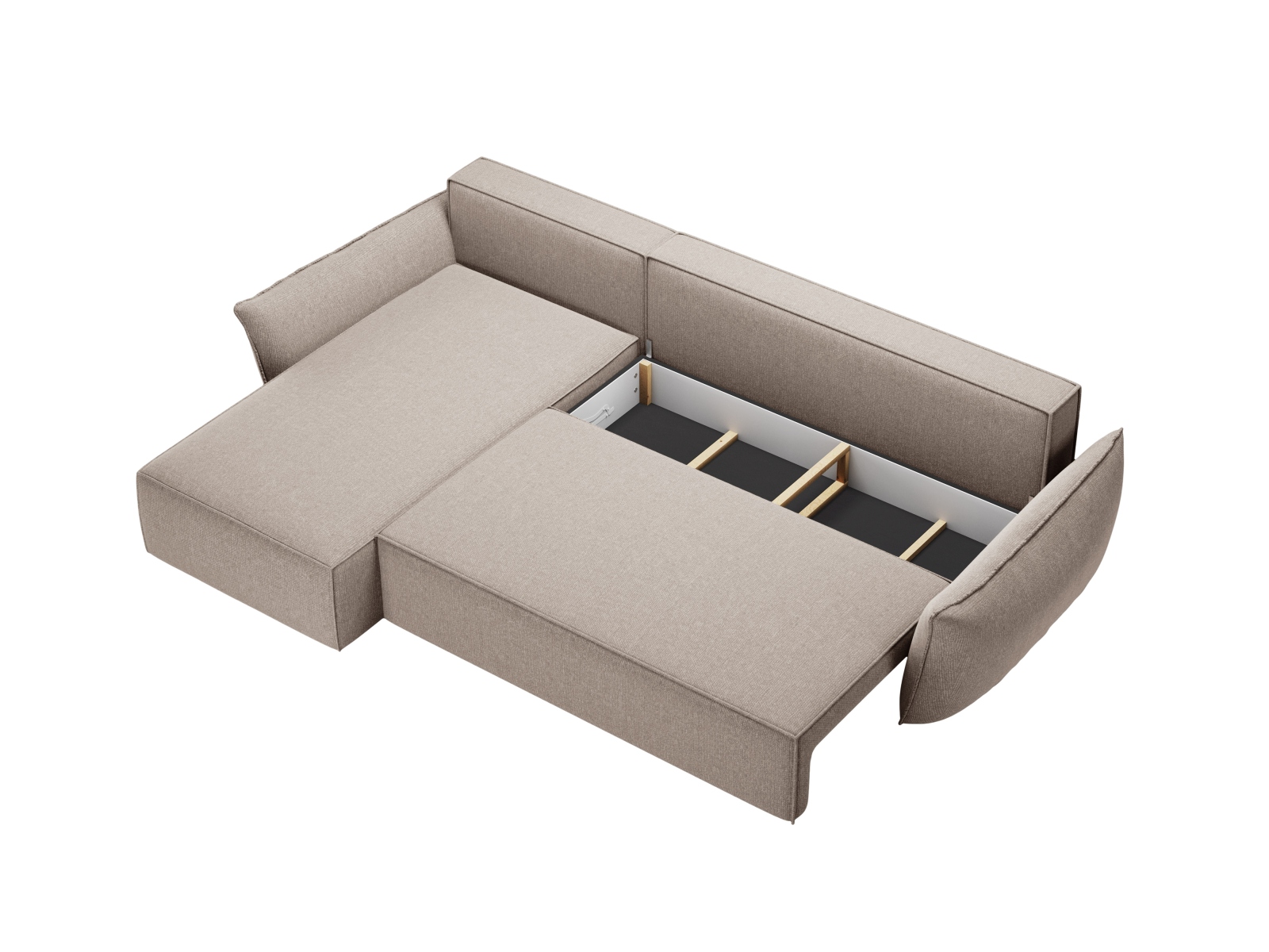 Micadoni Ecksofa Kaelle 4-Sitzer mit Schlaffunktion Links Chenille Beige