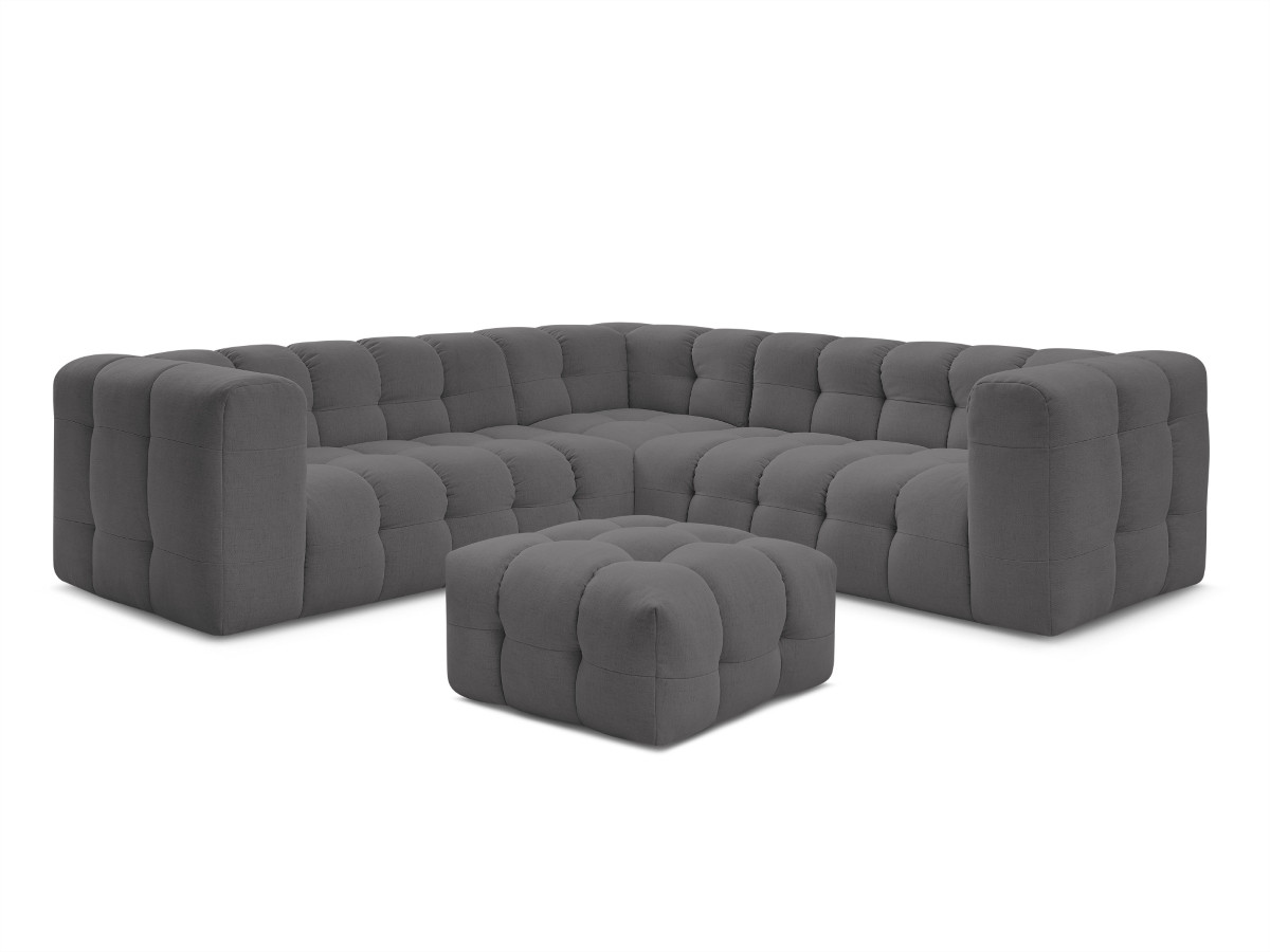 Bobochic Cloud Ecksofa mit Pouf 268 × 110 cm Stoff Dunkelgrau