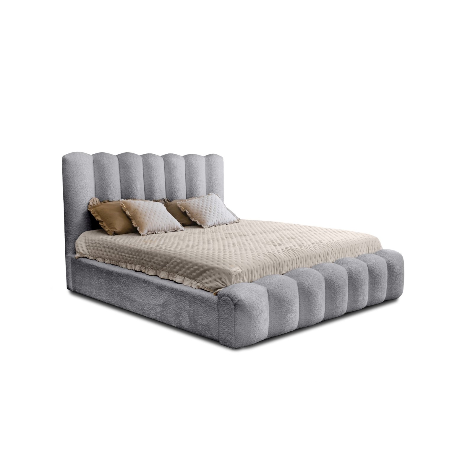 Polsterbett Laro Boucle 140x200 mit Holzrahmen Euphoria 17 Dove