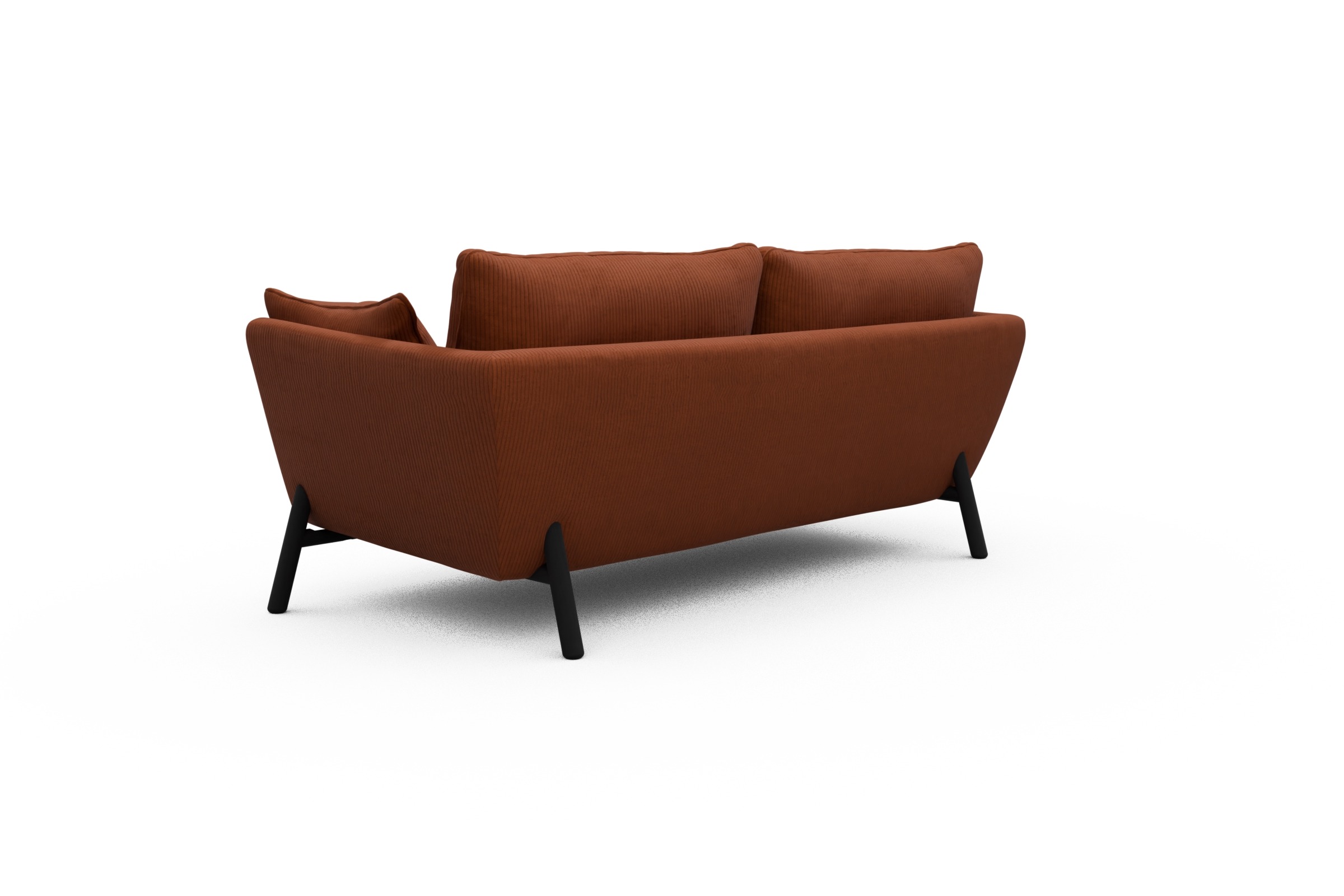 Sofa Emil 2-Sitzer Beinfarbe Eiche Schwarz Corduroy-Burnt-Orange
