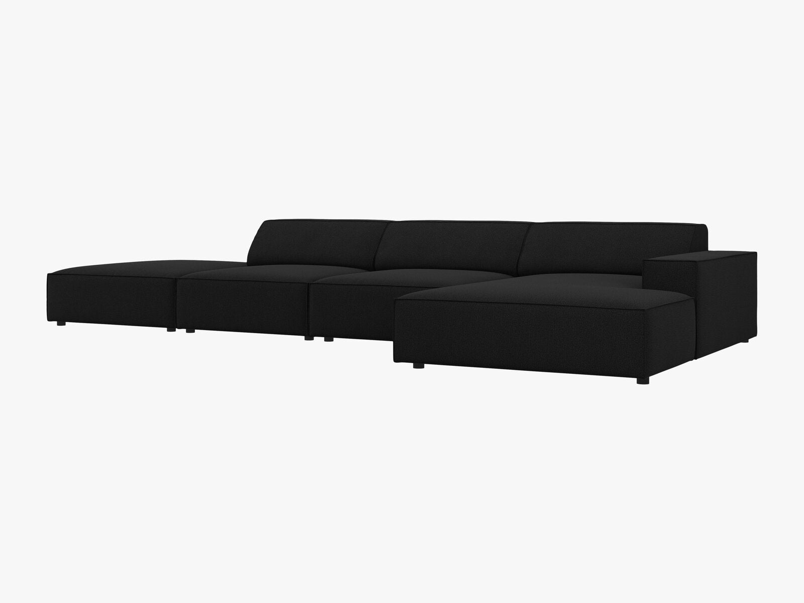 Micadoni Ecksofa Jodie 5-Sitzer Rechts Strukturierter Stoff Megan Schwarz