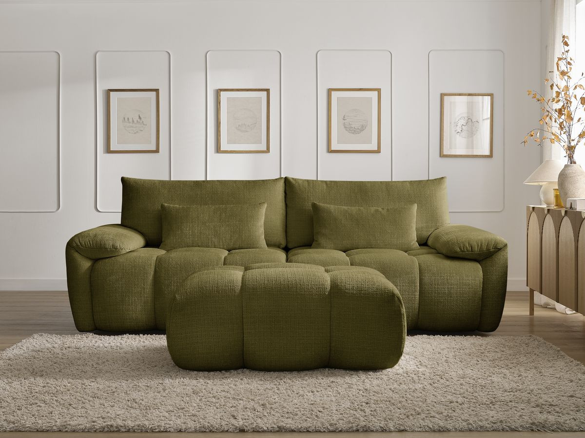 Bobochic Ivane Sofa 4-Sitzer Strukturstoff Grün