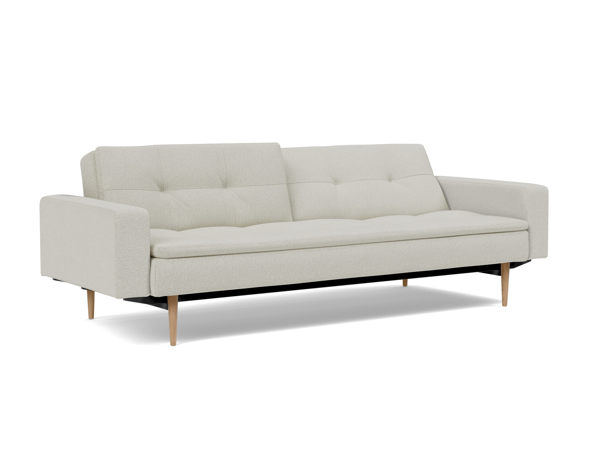 Schlafsofa Dublexo mit Armlehnen Flachgewebe Mixed Dance 527-Natural Beine Styletto Eiche hell