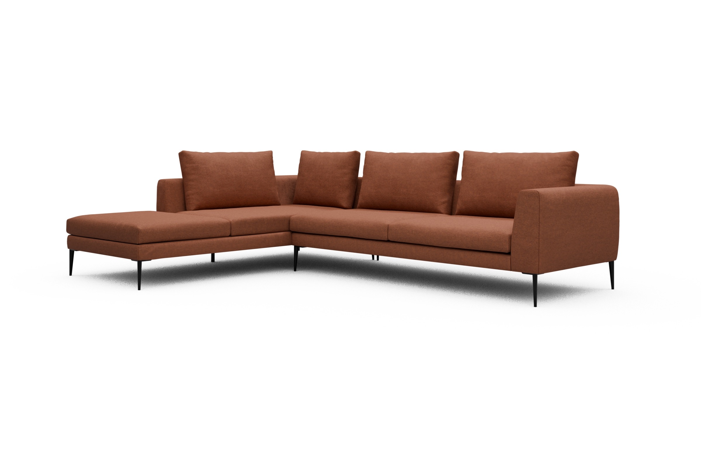 Ecksofa Paul Relax-Ecke rechts mit 3-Sitzer Weda-Rust