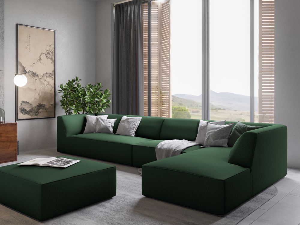 Cosmopolitan Design Ecksofa Siena 5-Sitzer Strukturierter Stoff Ottawa Grün Rechts