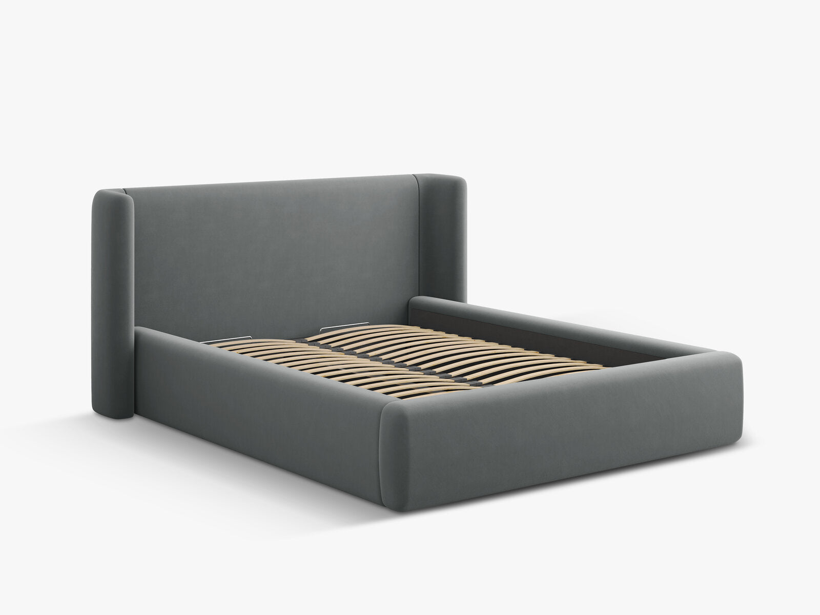Micadoni Bett Jolene Samt Grau 140x200