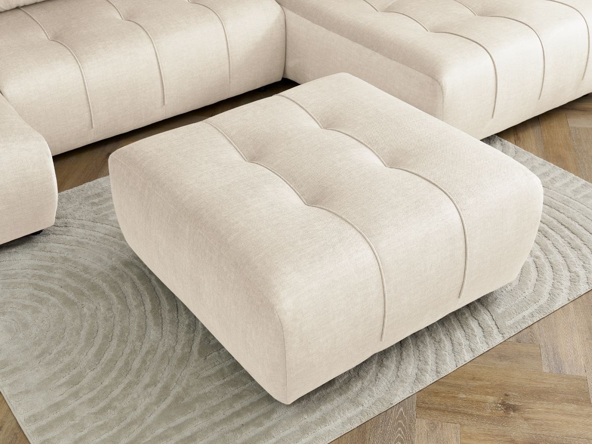 Bobochic Arsene Wohnlandschaft mit Pouf Samt Beige Ecke links