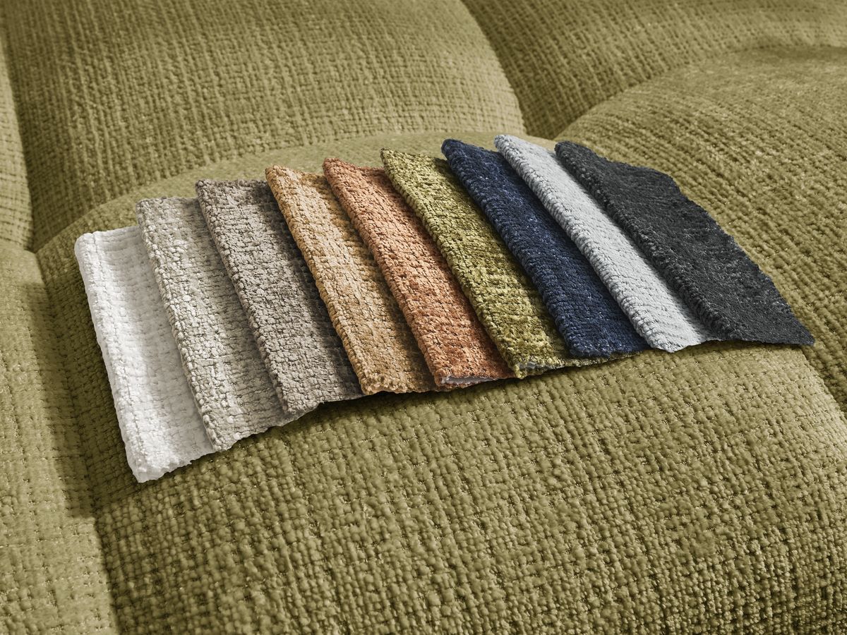 Bobochic Anakin Wohnlandschaft mit Pouf, 3 Kissen Strukturstoff Grün