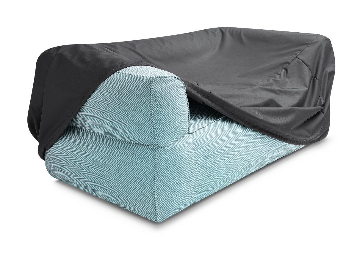 Bobochic Nour Gartensofa 3-Sitzer mit Pouf Stoff Dunkelblau